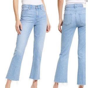 Paige Colette high waist raw hem crop flare jeans, size 27